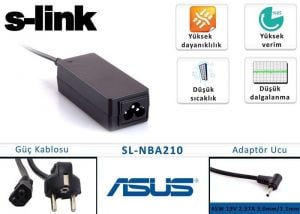 S-link SL-NBA210 45W 19V 2.37A 3.0mm/1.1mm Asus Ultrabook Standart Adaptör