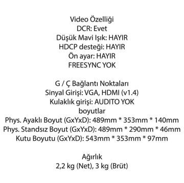 Everest M-335 21.5'' Çerçevesiz Full Hd Monitör - Hdmi Vga 75Hz