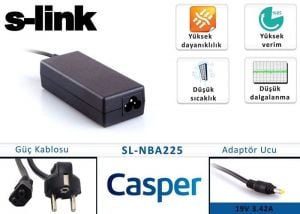 S-link SL-NBA225 19V 3.42A 1.7mm/4.0mm Casper Ultrabook Standart Adaptör