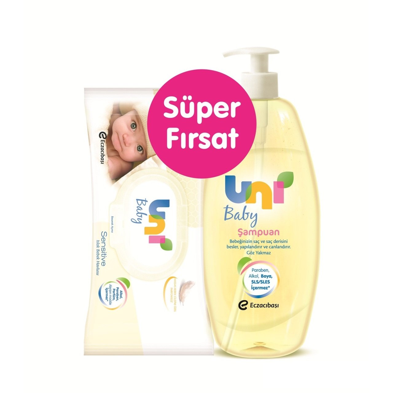 Uni Baby Şampuan 750 ML+ Uni Baby Sensitive Islak Mendil Hediyeli