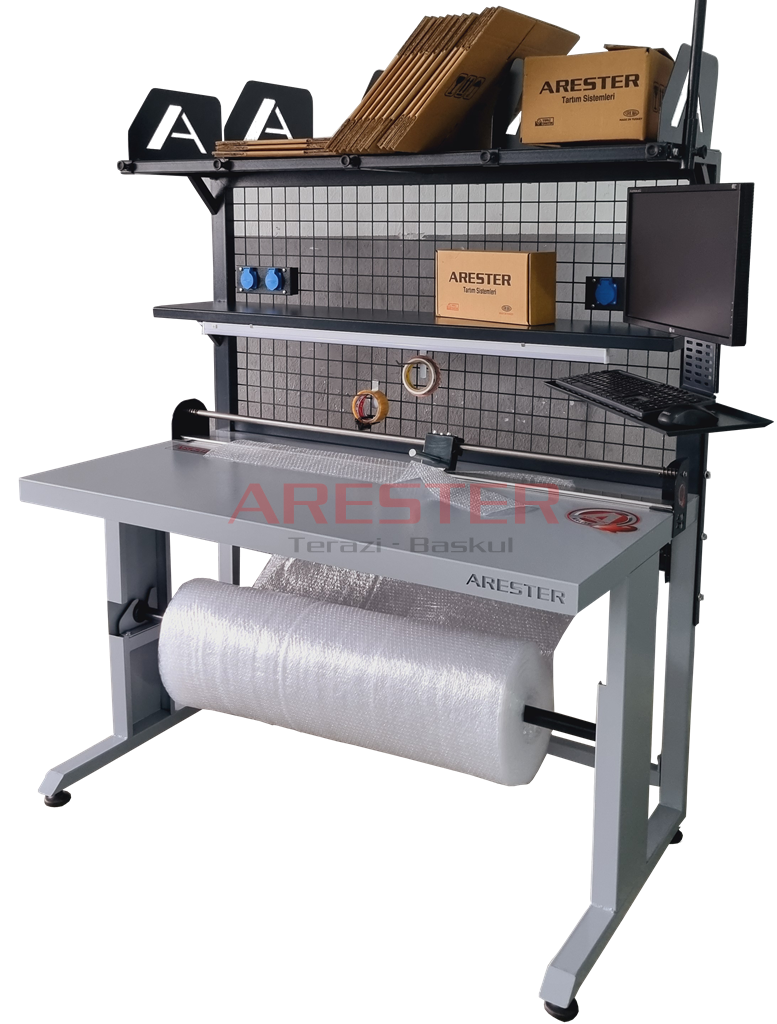 FLOW Seri 80x150 Paketleme ve Tasnif Masası E-Ticaret - Packing Station - Kesicili