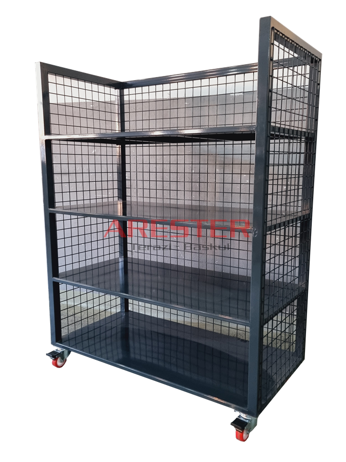 WireRack Tekerlekli Tel Panel Raf Arabası | Endüstriyel Depo Taşıma ve Saklama Ünitesi