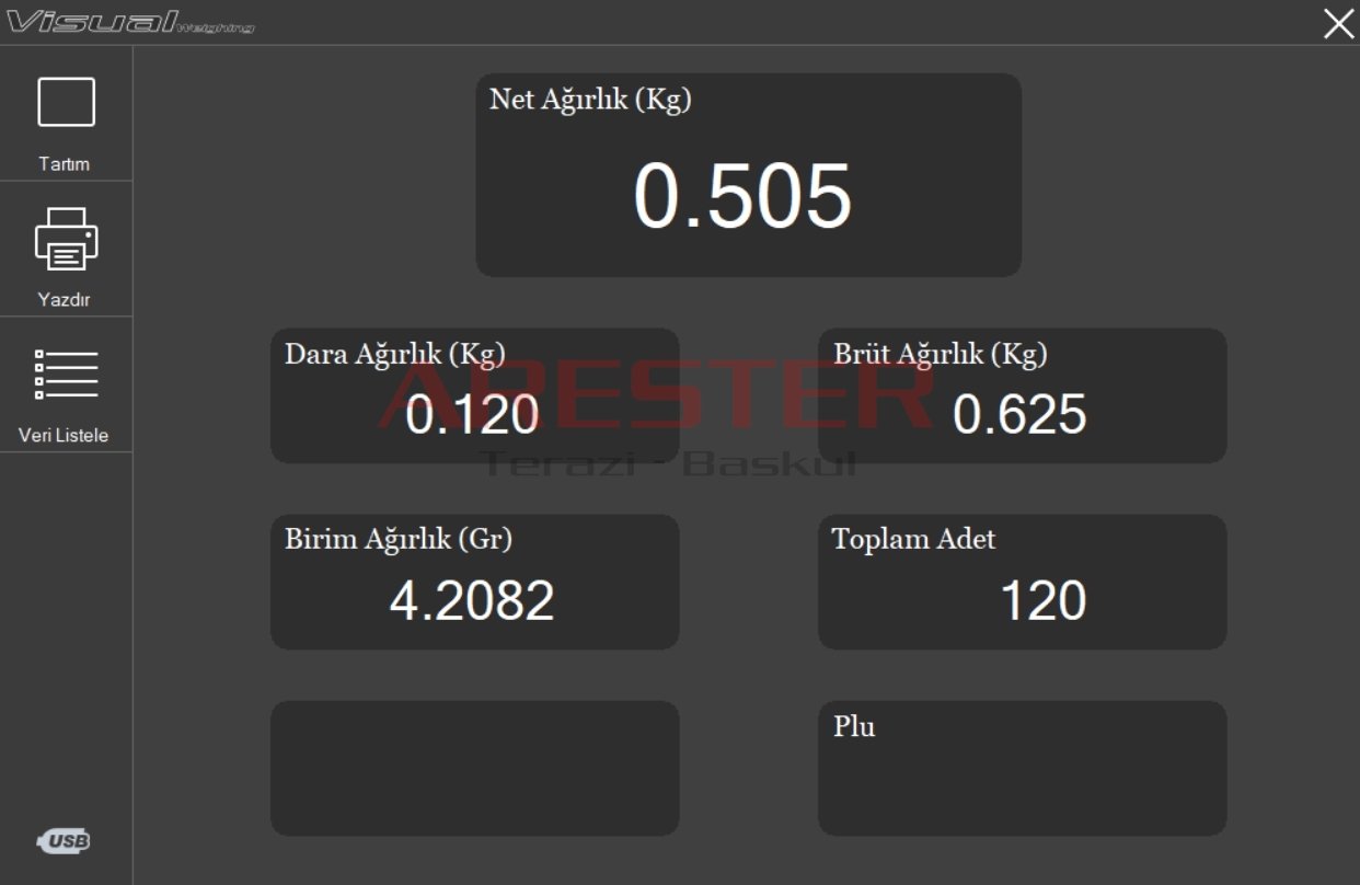 Visual Weighing USB Bilgisayar Tartım Programı V4.1