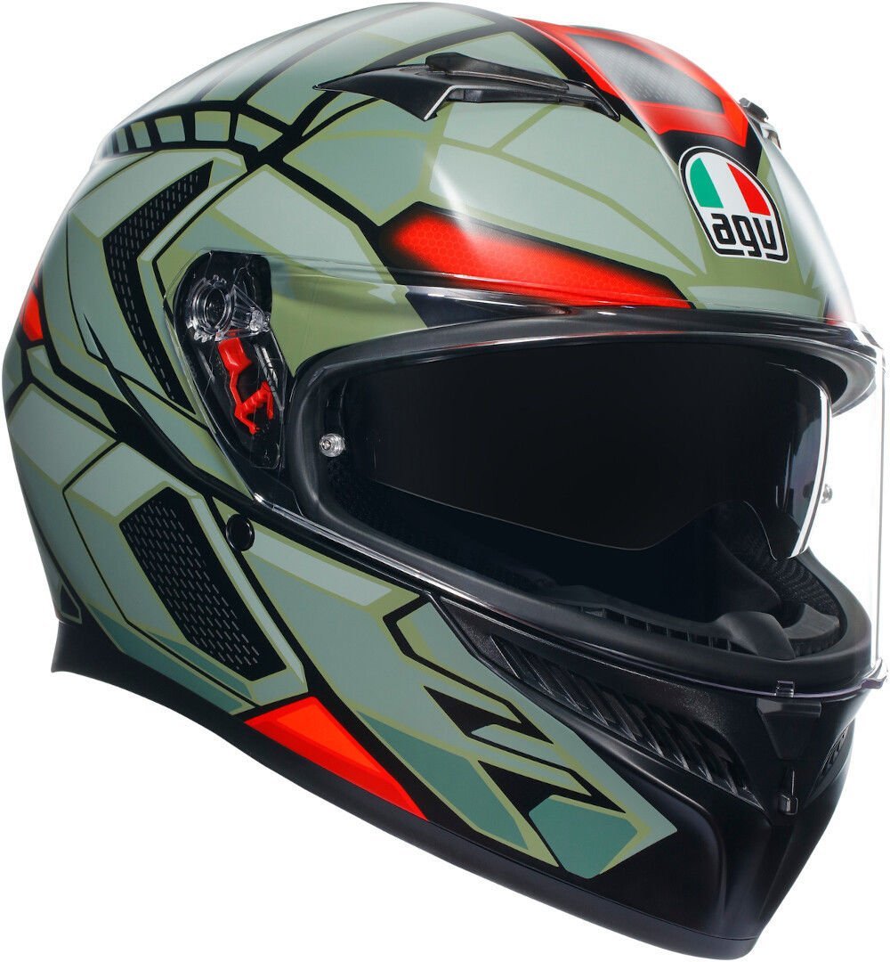 Agv K3 Kask Decept Mat Yeşil Kırmızı