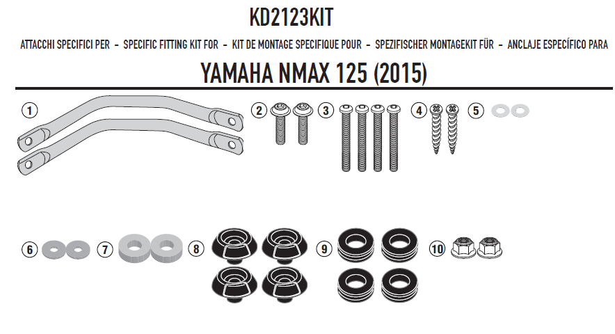 Kappa D2123Kit Yamaha N-Max 125-155 Ön Cam Bağlantısı
