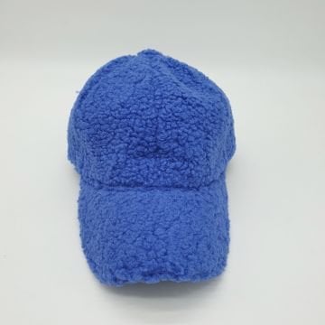 Mavi Renk Kıvırcık Kumaş Beyzbol Kep