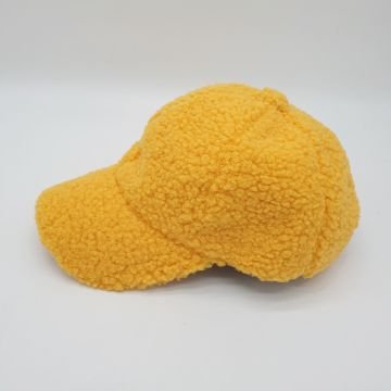Sarı Renk Kıvırcık Kumaş Beyzbol Kep