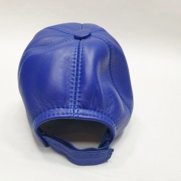Mavi Renk Deri Unisex Şapka