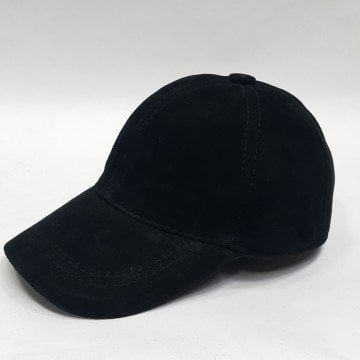 Hakiki Süet Deri Şapka-Siyah Renk