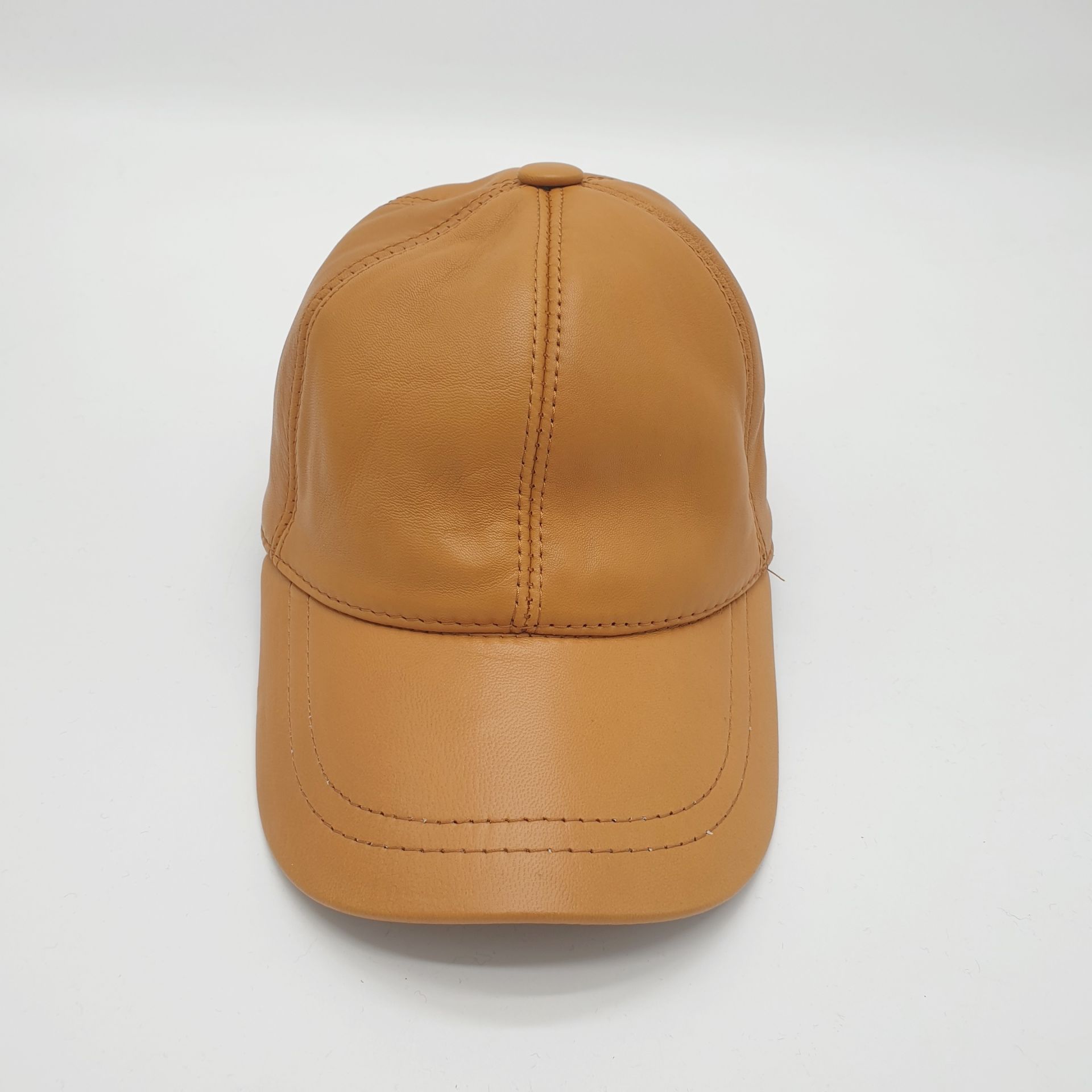 Hardal Renk Deri Unisex Şapka
