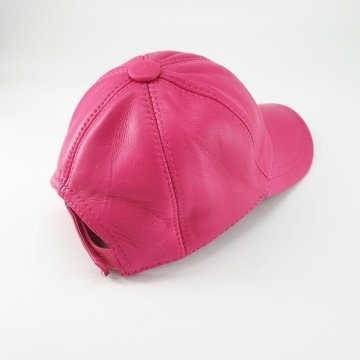 Fuşya Renk Beyzbol Deri Şapka