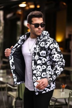 Dijital Baskılı Panda Desenli Spor Model Kumaş Mont