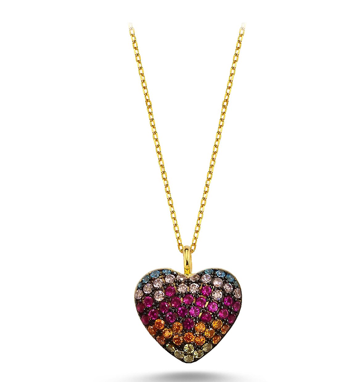 Renkli Zirkon Taşlı Enamel Kolye