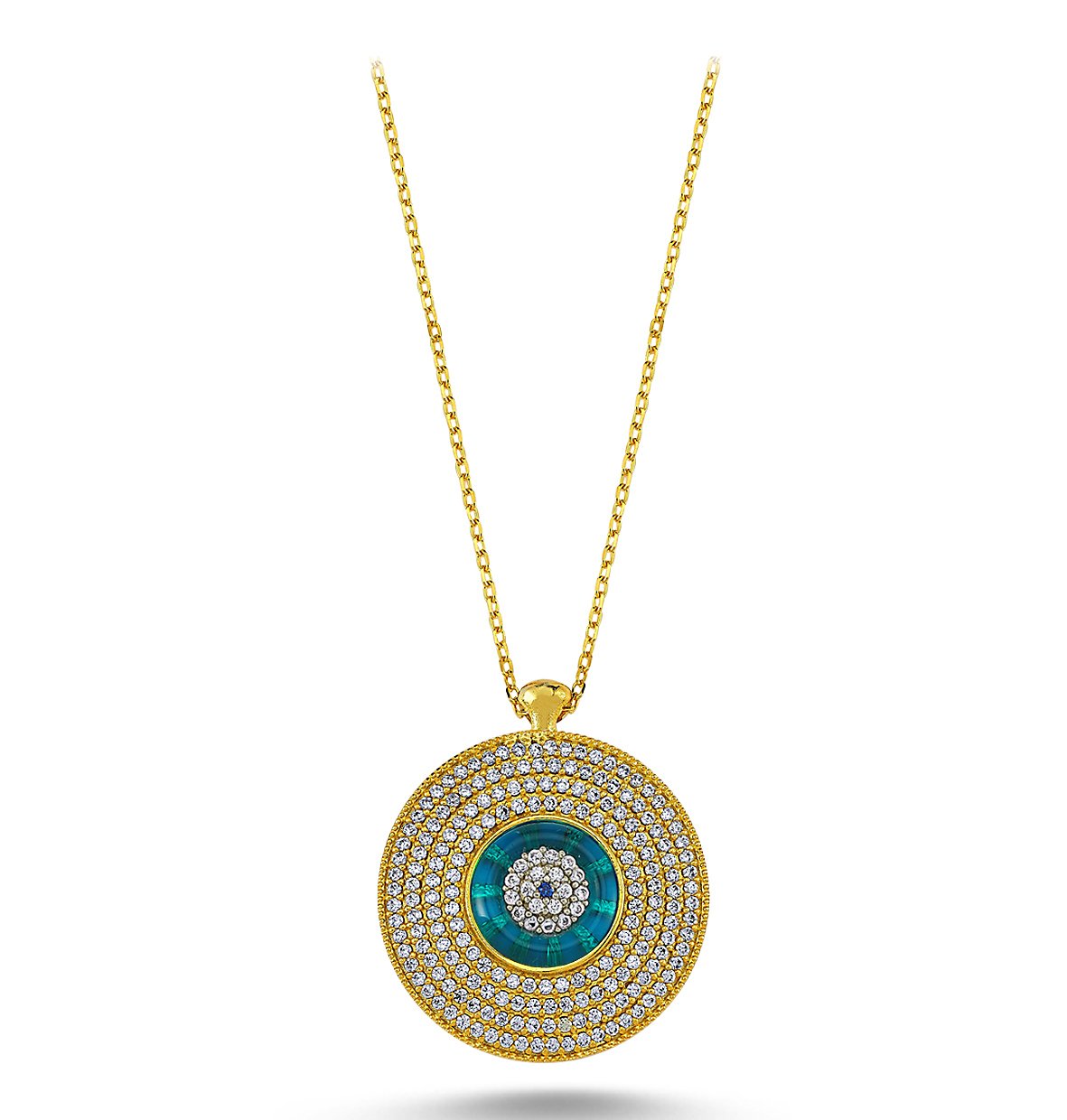 Beyaz Zirkon Taşlı Glass Kolye