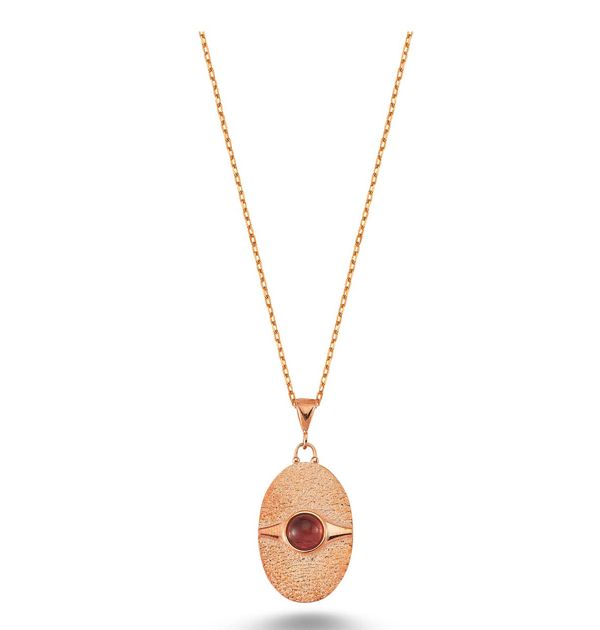 Oval Model Turmalin Taşlı Kolye