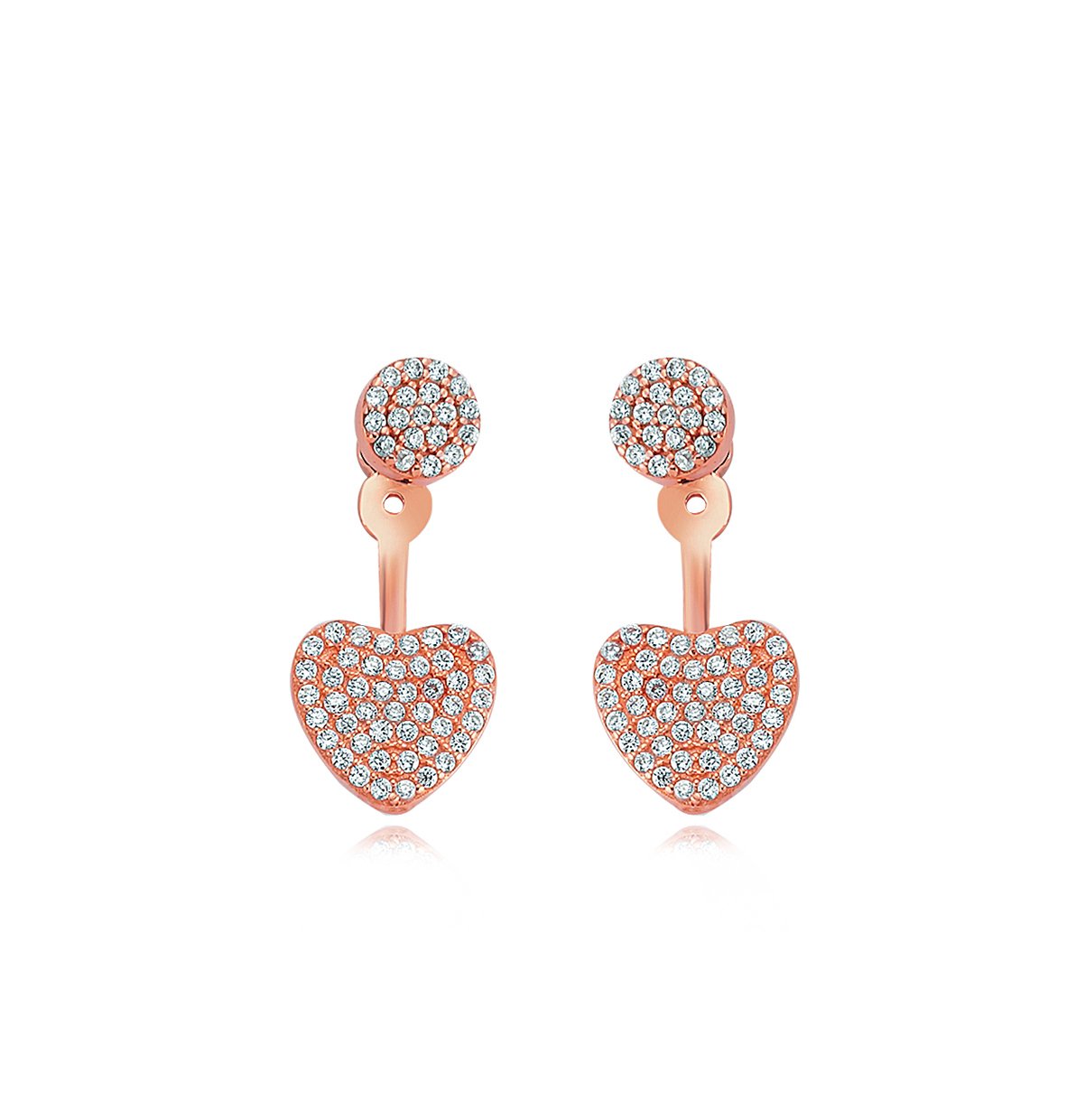 Kalp Zirkon Taşlı Ear Cuff Küpe