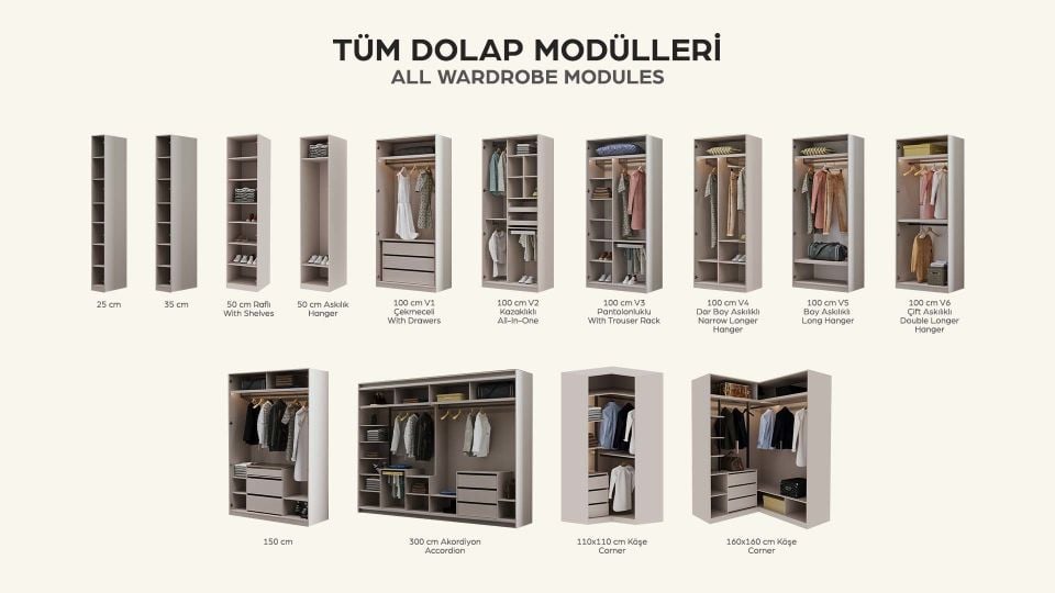 Dolunay Modüler Köşe Dolap