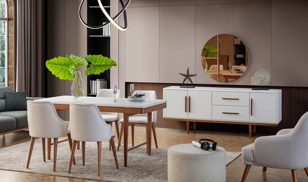 Pier Modern Yemek Odası Takımı - Lake boyalı