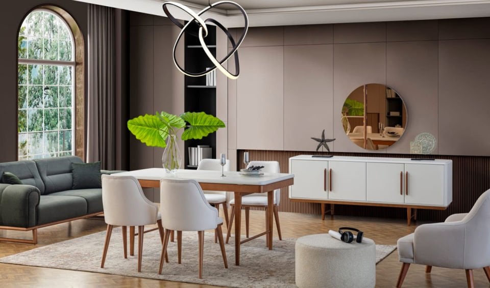 Pier Modern Yemek Odası Takımı - Lake boyalı