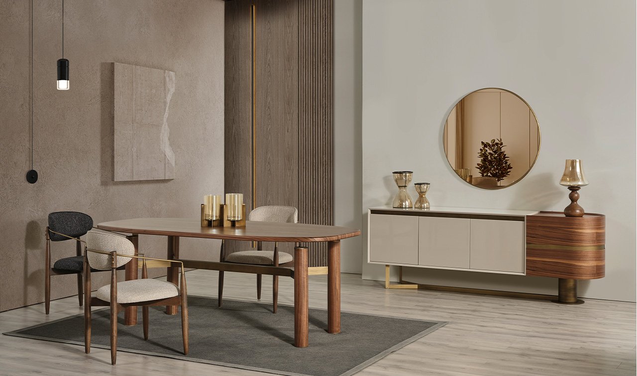 Walnut Ahşap Yemek Odası Takımı - rmmhome.com.tr - Modern Yemek Odaları ...