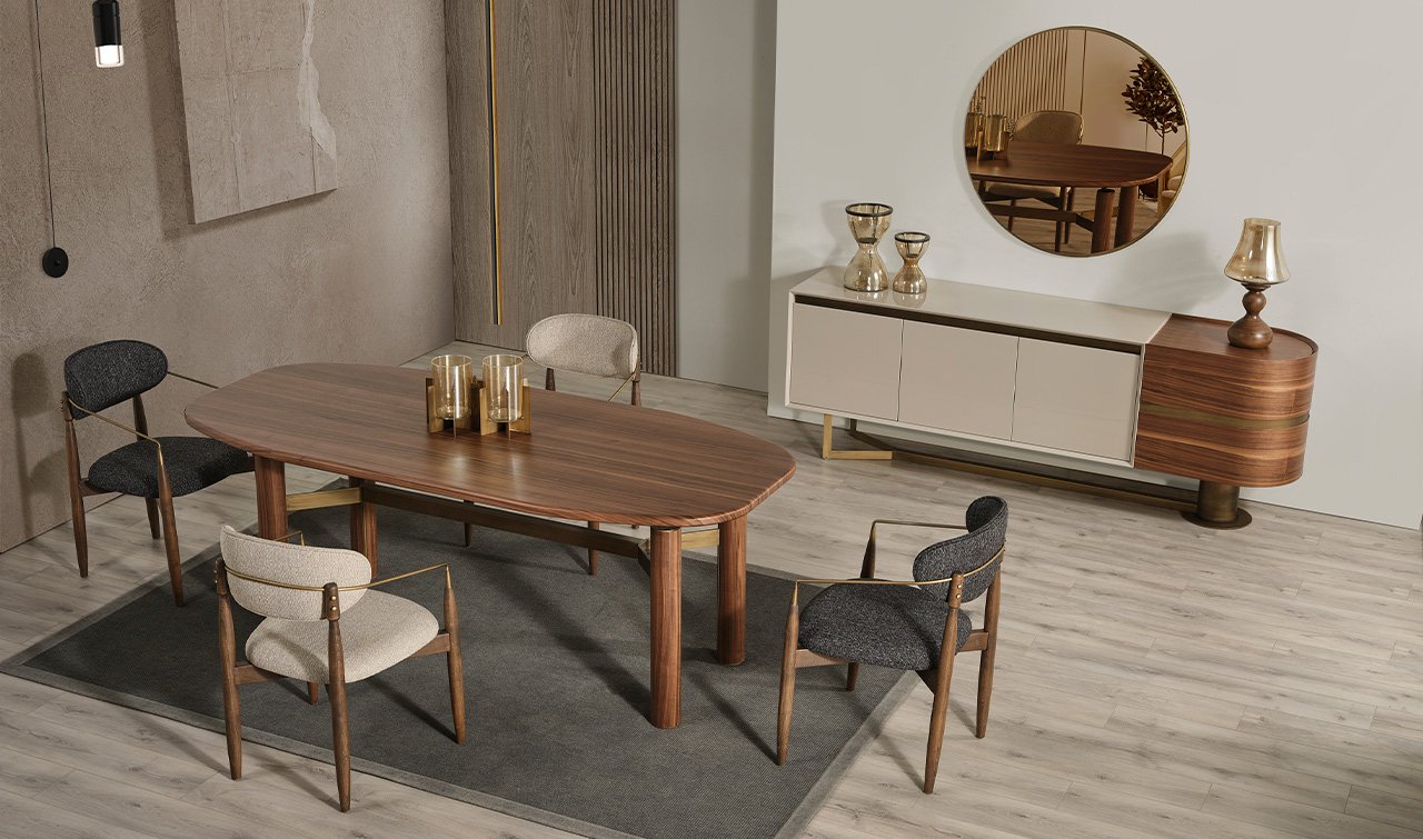 Walnut Ahşap Yemek Odası Takımı - rmmhome.com.tr - Modern Yemek Odaları ...