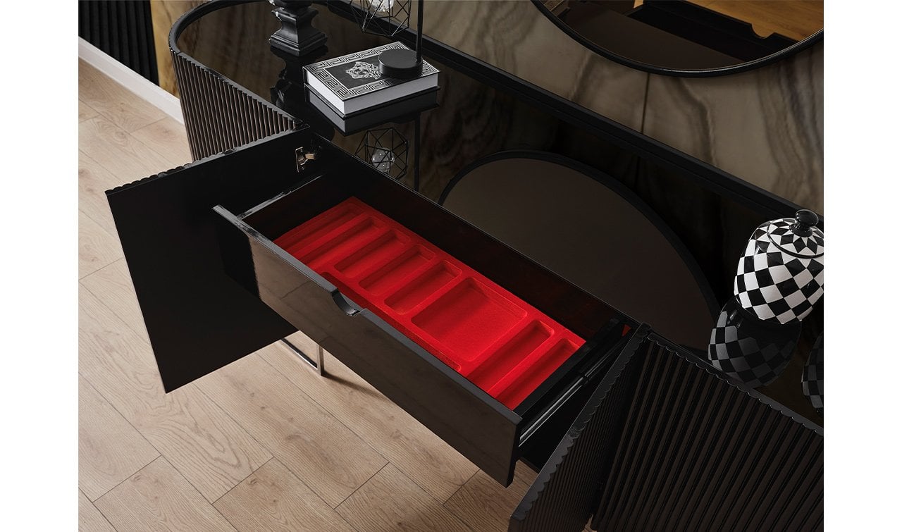 Gucci Luxury Yemek Odası Takımı - Krom & Siyah