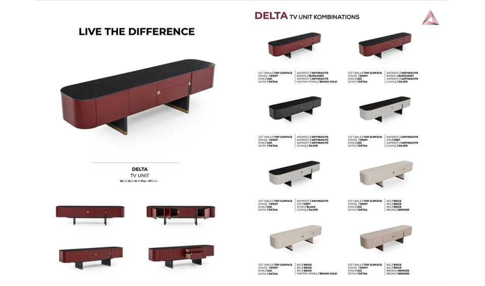 Delta Tv Ünitesi | Bordo & Bronze