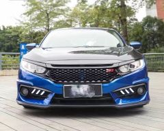 Honda civic fc5 uyumlu ön panjur ve far kaşları siyah si model 2016+