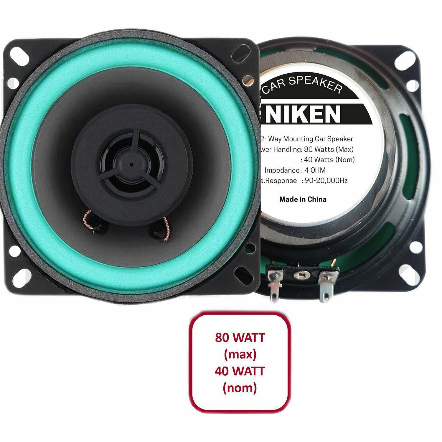 Araç hoparlörü kolon 10cm 4inc 80watt niken 2 ADET