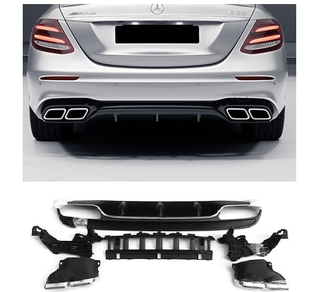 Mercedes w213 e63 arka tampon difüzör ve egzoz ucu seti amg 2016 / 2019