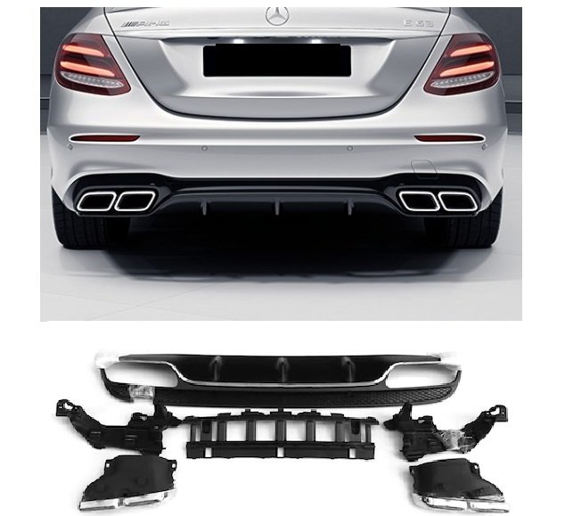 Mercedes w213 e63 arka tampon difüzör ve egzoz ucu seti amg 2016 / 2019