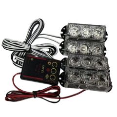 Çakar lamba 3x4 led kırmızı mavi 12-24v / LAPA534-3