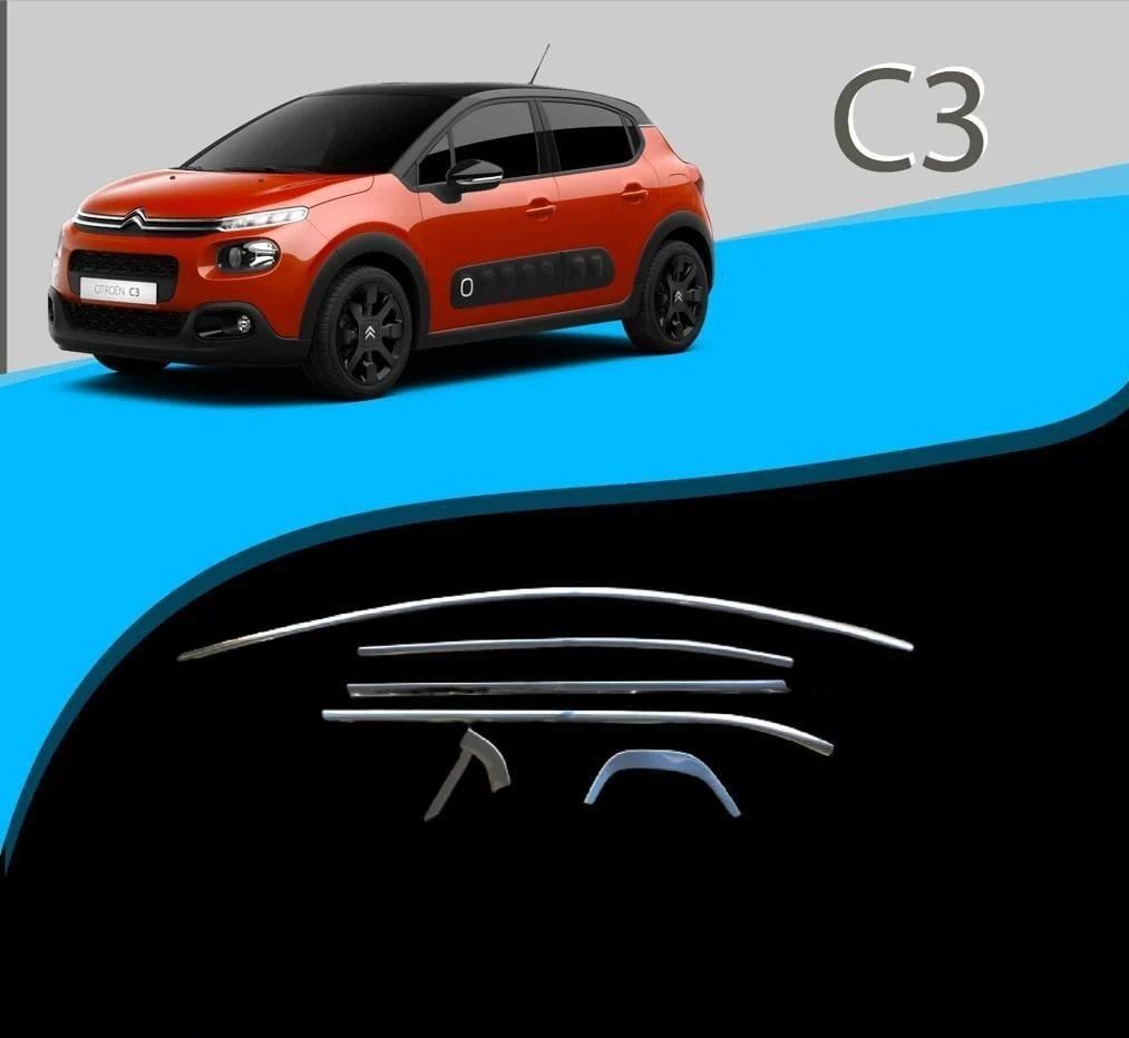Citroen c3 cam çerçevesi kenar çıtası krom tamtur 2017+ 12 parça
