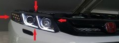 Honda civic fb7 ön far ledli mercekli bi-xenon 2012+