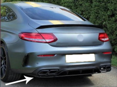 Mercedes w205 coupe amg arka difüzör ve egzoz ucu seti siyah