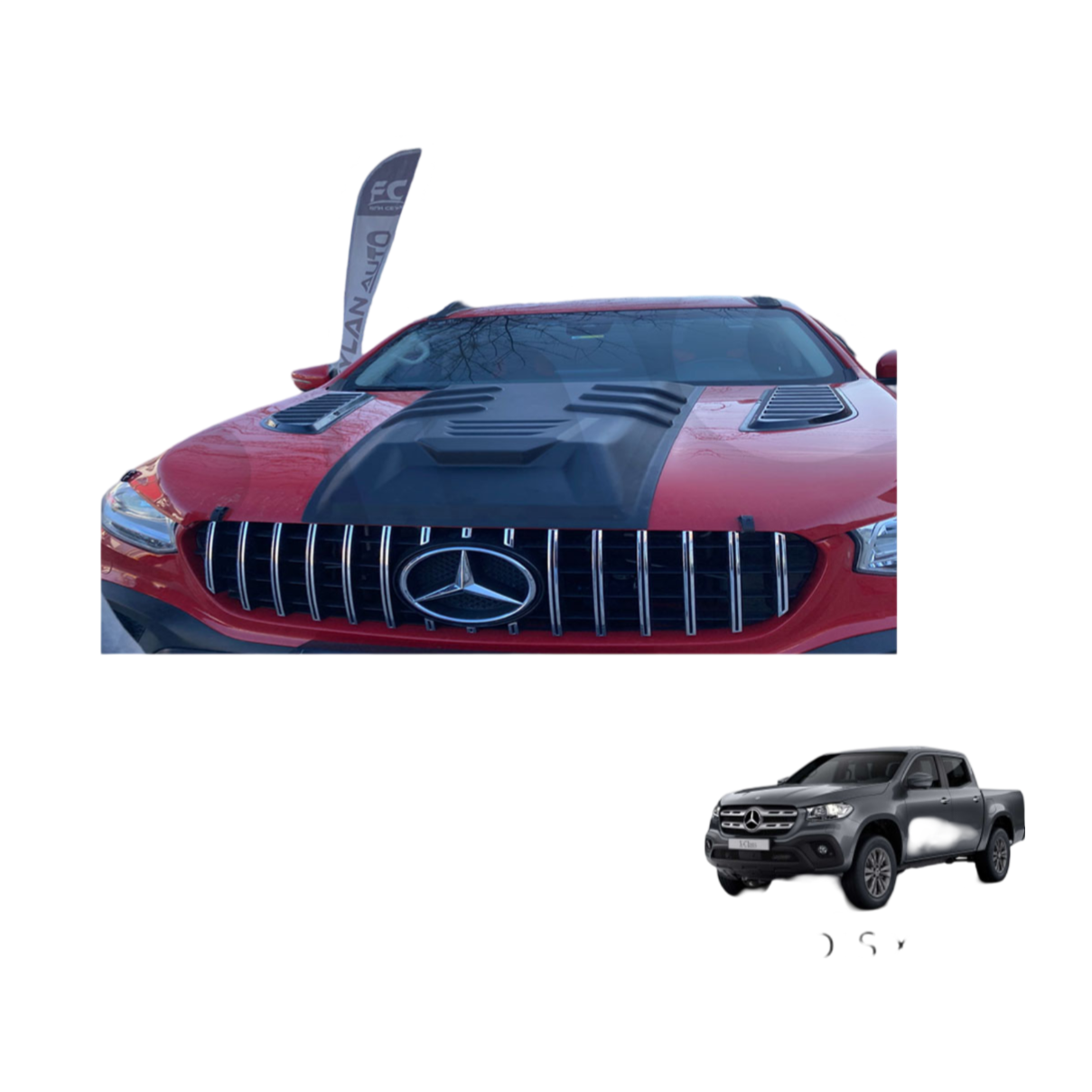 Mercedes x motor kaput üstü şişirme siyah scoop 2017+