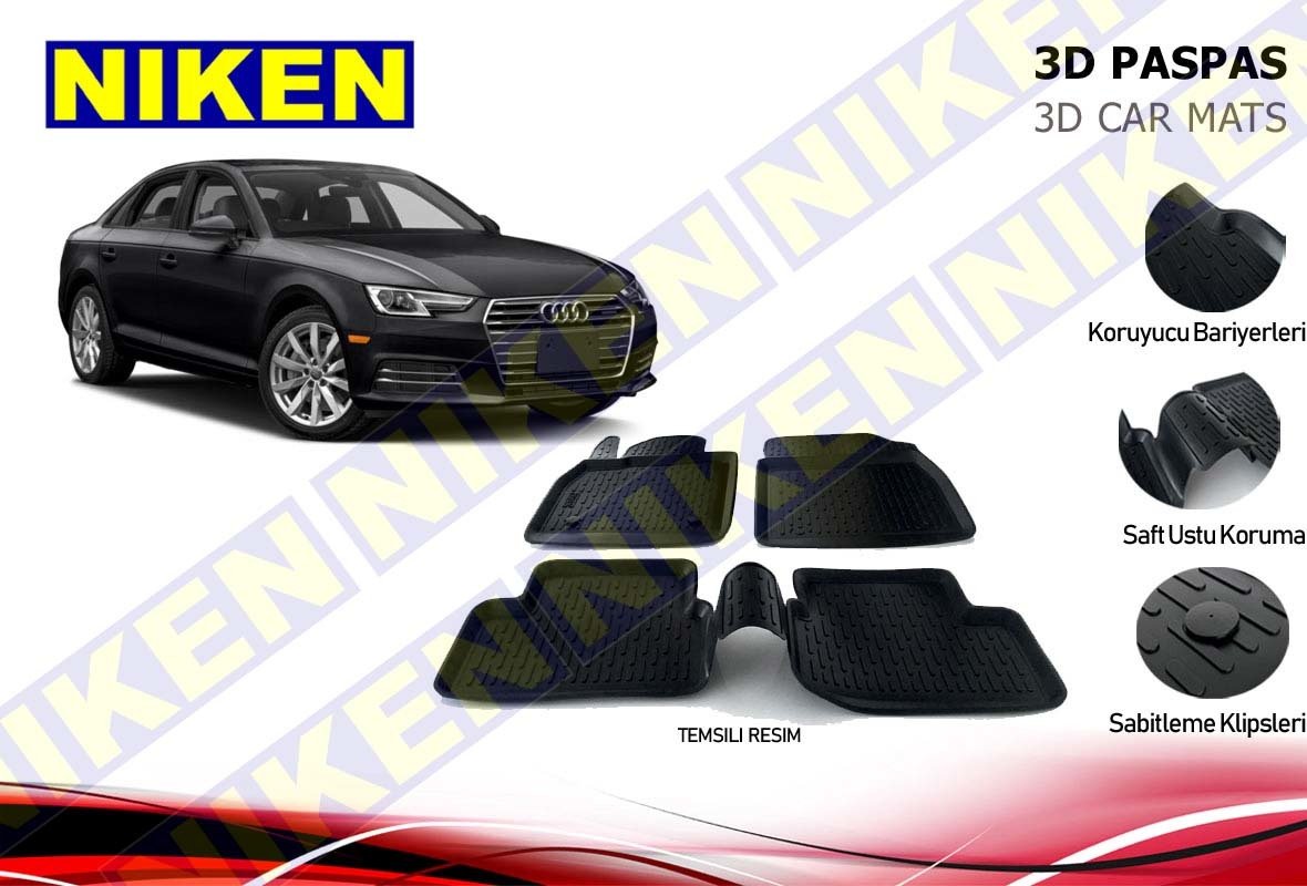 Audi a4 3d havuzlu paspas 2016+ B9 niken