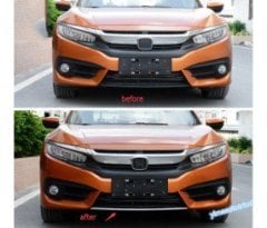 Honda civic fc5 uyumlu ön tampon alt kromu 1 parça 2016+