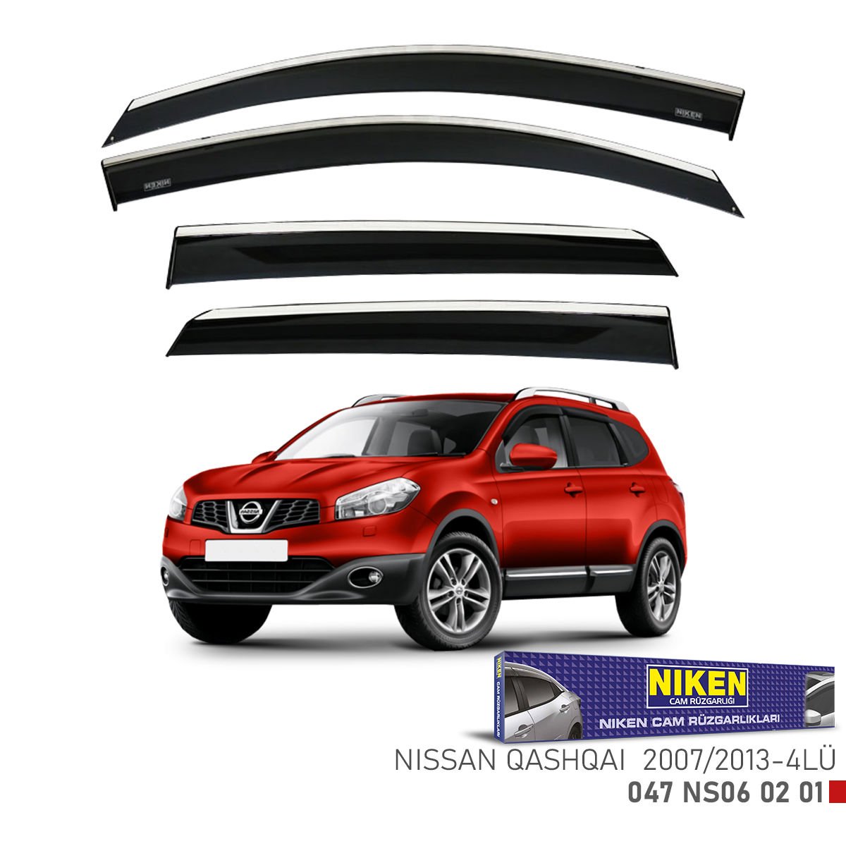 Nissan qashqai cam rüzgarlığı kromlu 2007 / 2013 niken