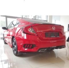 Honda civic fc5 uyumlu  arka tampon difüzörü çift çıkış pianoblack