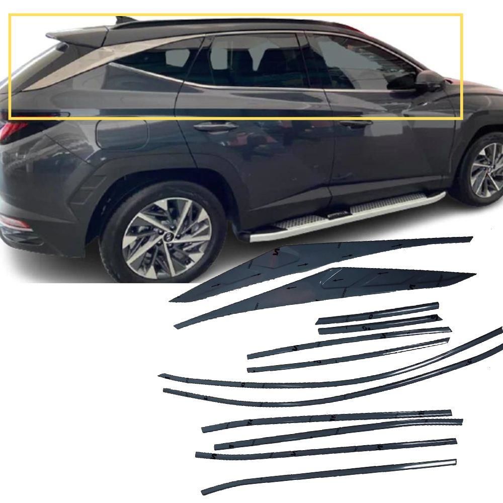 Hyundai tucson cam çerçevesi kenar çıtası krom tamtur 2021+ 10 parça