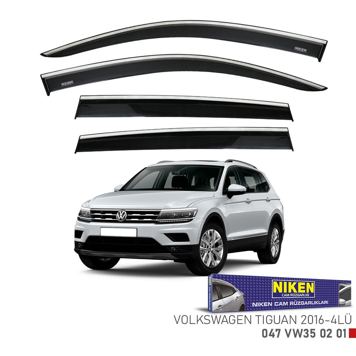 Vw tiguan cam rüzgarlığı kromlu 2016+ niken