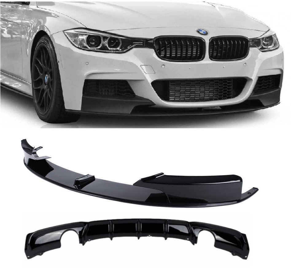 Bmw F30 ön tampon lip ve arka difüzör set piano black m-performance