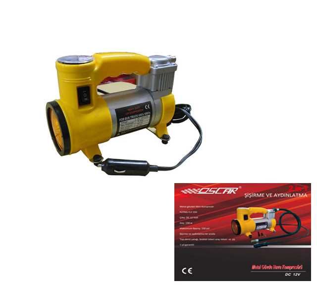 Araç lastik hava kompresörü metal gövde ışıklı 150psi oscar
