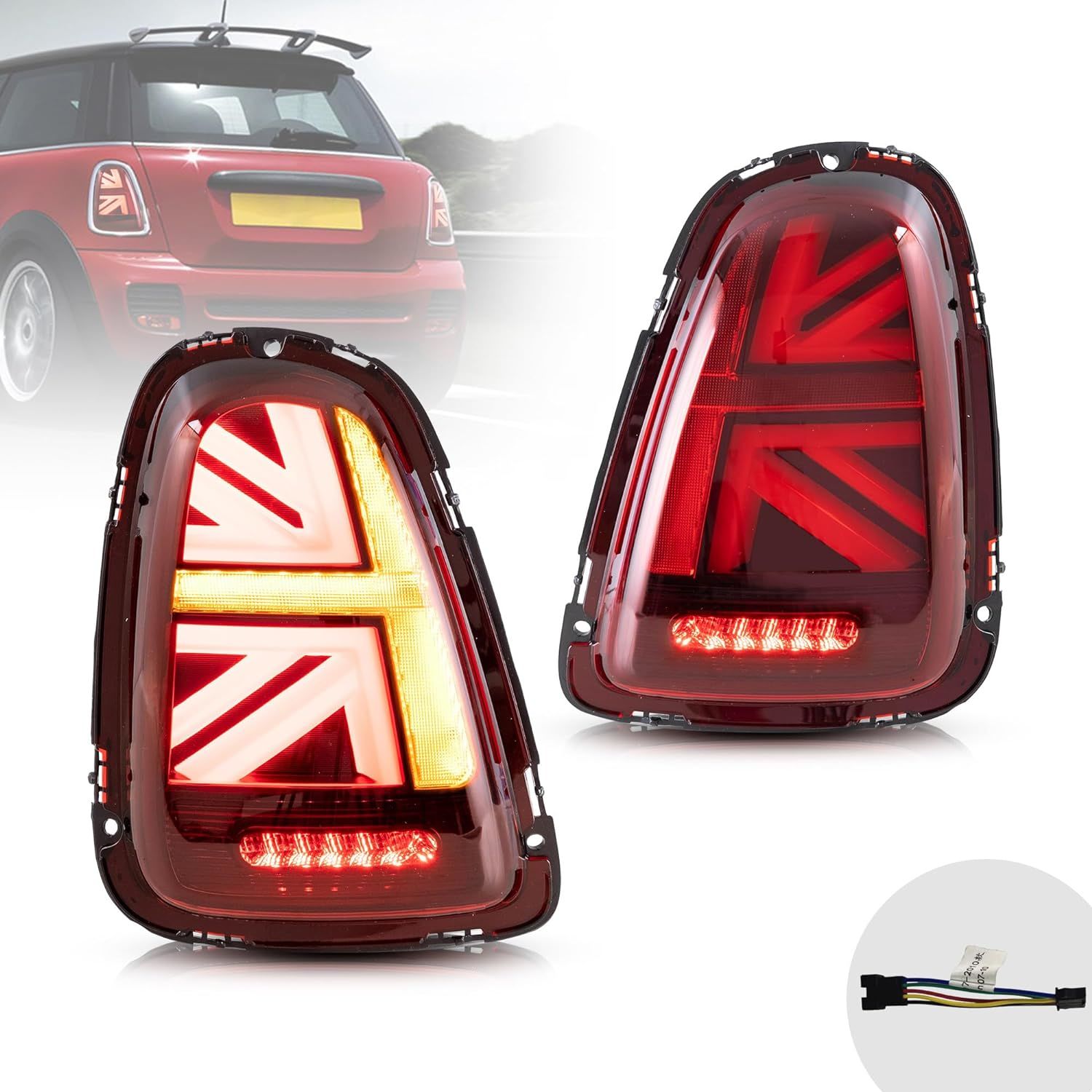 Mini cooper r57 stop lambası ledli british flag 2008 / 2014 kırmızı