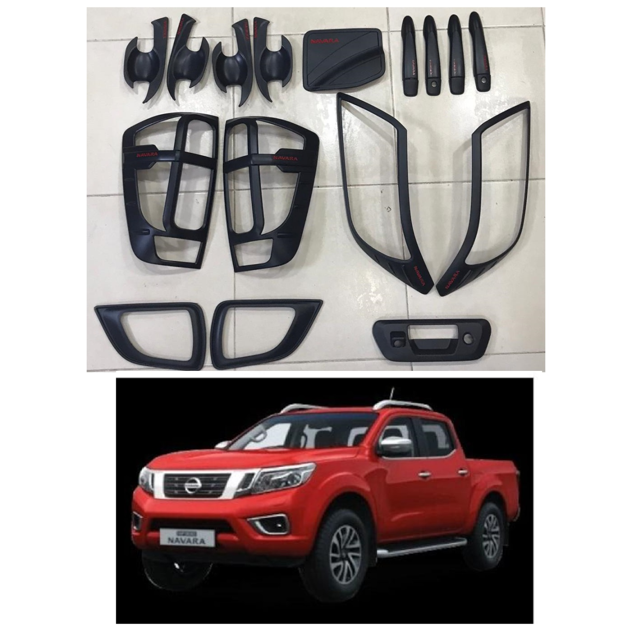 Nissan navara kaplama seti siyah full 2016+ kapı kolu far stop çerçeve np300
