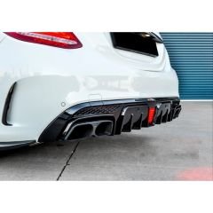 Mercedes W205 c63 brabus arka tampon difüzörü ve egzoz ucu seti amg 2014+