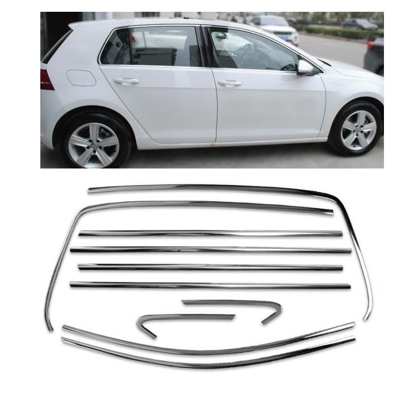 Vw golf 7 7,5 cam çerçevesi kenar çıtası krom tamtur 12 parça