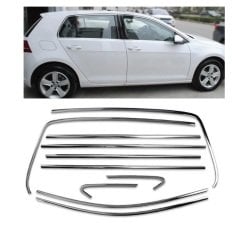 Vw golf 7 7,5 cam çerçevesi kenar çıtası krom tamtur 12 parça