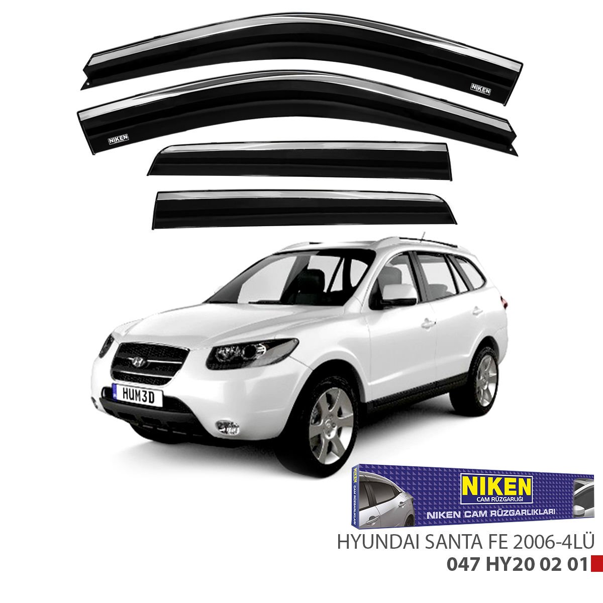 Hyundai santafe cam rüzgarlığı kromlu niken 2006+